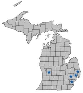 KMC locations in Michigan by county.